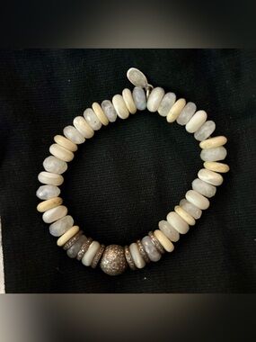 Sheryl Lowe Beaded Stretch Bracelet with Cream Stones